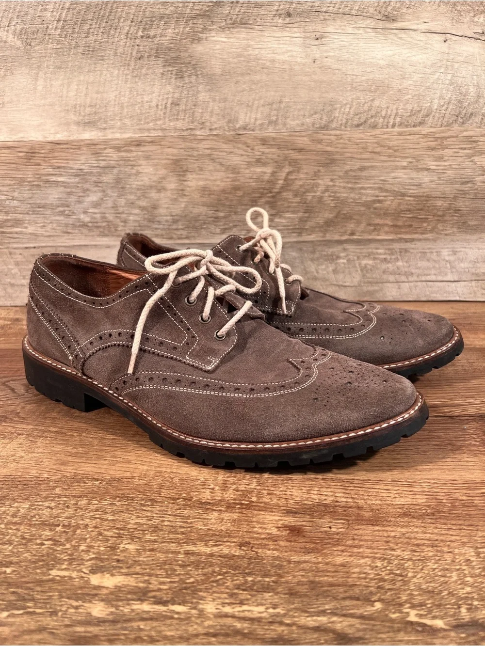 Saks Fifth Avenue Men's Taupe Suede Wingtip Derbies